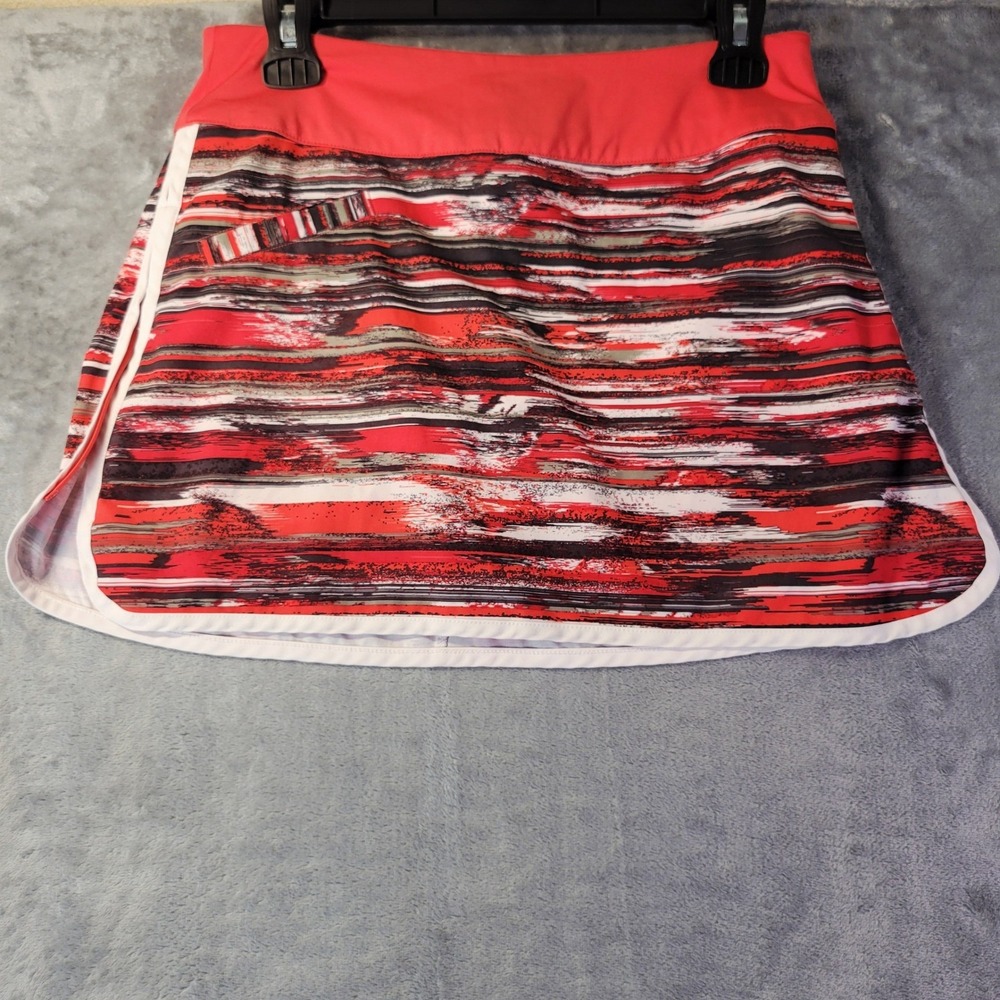 Athleta Red Abstract Print Tennis Golf Skort Size 4 Side Zips Gym Tennis Walking